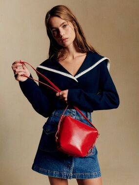 Sézane, Lou Red Leather Crossbody Bag! NWT!